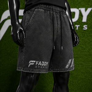 Shorts de sport décontractés en molleton de coton pour homme, imprimés sur mesure, style vintage délavé à l'acide, avec cordon de serrage et poches - Product Image 6