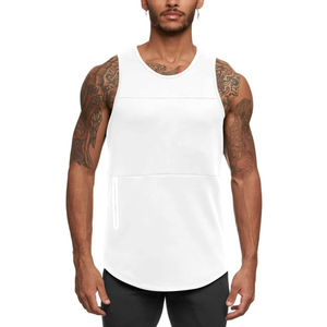 Camisetas sin mangas para hombre, holgadas, lisas, de corte muscular, suaves, con cuello redondo, para entrenamiento, con decoración estampada - Product Image 3