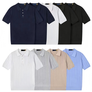 T-shirt classique tricoté à manches courtes, style quatre saisons, avec logo brodé, nouveau style, t-shirt à manches courtes en tricot torsadé - Product Image 1