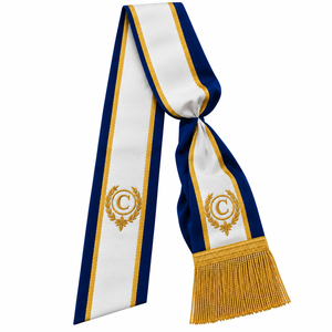 Écharpe de cérémonie maçonnique personnalisée brodée, écharpe de loge maçonnique avec bordure dorée décorative - Product Image 2