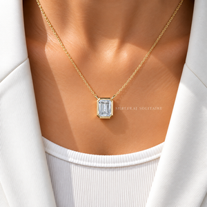 จี้เพชรทรงเอเมอรัลด์คัท เพชรเลี้ยงในห้องปฏิบัติการ ทองคำแท้ 14K แบบฝังขอบ สร้อยคอ 0.50-3.00 กะรัต DEF VVS รับรองโดย IGI เครื่องประดับชั้นดี ของขวัญ ODM - Product Image 2