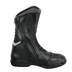 Botas de Motocicleta de Cuero para Hombre, Color Negro, Transpirables, con Cordones, para Carreras en Carretera, para Hombre, Equipo de Turismo - Product Image 1