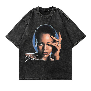 T-shirt vintage surdimensionné en coton 100% délavé à l'acide pour homme, style streetwear hip-hop estival - Product Image 1