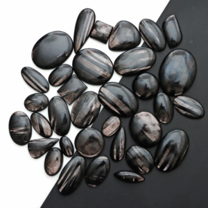 Radha Arts Hypersthene Cabochon Mix Shape Handmade Smooth Natural Black <b>Silver</b> Loose Gemstones for Jewelry Making - Product Image 3