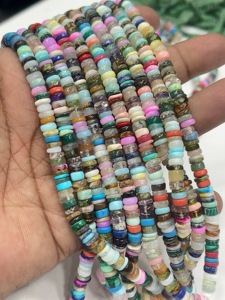 Perles de pierres précieuses de haute qualité pour la fabrication de bijoux, 17 pouces, pierres naturelles multicolores, forme Heishi lisse, taille 6-7 mm - Product Image 3