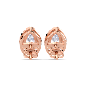 IGI Certified Lab Grown Diamond Marquise Cut Halo Stud <b>Earrings</b> 14K Yellow / White / Rose Gold Vintage Halo Diamond Studs - Product Image 2