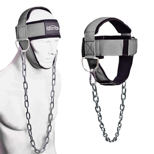 Harnais de musculation ajustable pour les muscles du cou, équipement de musculation personnalisé avec chaîne en acier et rembourrage en néoprène souple - Product Image 1