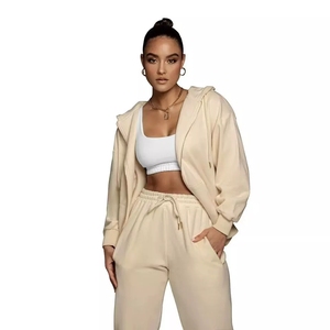 Hoodies for Woman,Wool Hoodie <b>Set</b> Winter Fleece Tracksuit <b>2</b> <b>Piece</b> <b>Women</b> <b>Set</b> Crop Top Oversize Hoodie <b>Women</b> Sweatshirt - Product Image 2