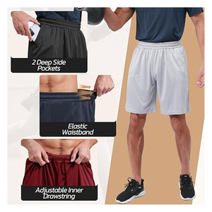 Shorts de basket-ball pour hommes, séchage rapide, noirs, shorts de sport avec poches profondes, légers, respirants, pour la salle de sport, la course à pied et l'entraînement - Product Image 2