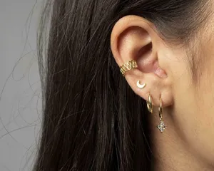 Pendientes de Aro con Flor de Moissanita, Plata de Ley 925, Chapados en Oro, Joyería Elegante para Mujer, Regalo - Product Image 2