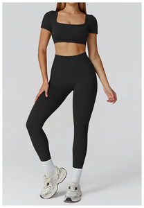 Women Seamless Yoga Top Short Sleeve Slim Fit <b>Open</b> Back Cut-Out Running Gym & Outdoor Activewear - Product Image 3