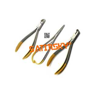 Pince orthodontique manuelle en acier inoxydable 3 pièces : Coupe-fil distal TC, Coupe-fil dur TC, Porte-aiguille TC et Yak avec TC - Product Image 6