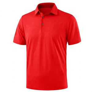 Polo à manches courtes bleu clair uni pour homme, décontracté, respirant, en coton tricoté, coupe classique - Product Image 3