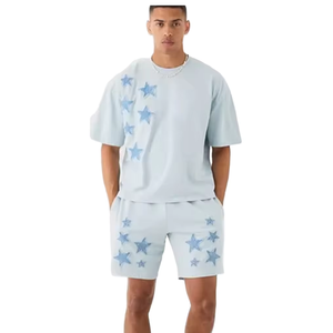 Conjunto Casual de 2 Piezas para Hombre, Personalizado OEM, Estampado, Transpirable, Ligero, Tallas Grandes, Estilo Urbano, Diseño Sólido - Product Image 3