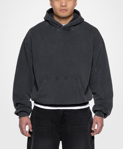 Plus Size Streetwear Men's No String <b>Drop</b> Shoulder Hoodies Thick Oversized OEM Custom Logo Blank High Quality <b>Acid</b>/Stone Washed - Product Image 2