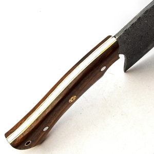 Cuchillo de Chef Burraq OEM Hecho a Mano de Acero de Damasco de Grado Industrial, Multifuncional, con Patrón de Gota de Lluvia, Funda de Cuero y Madera - Product Image 2