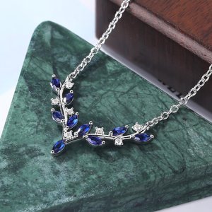 Collar con Colgante de Oro Blanco con Zafiro y Moissanita, Joyería Fina de Lujo para Mujer, Fabricante OEM ODM, Venta al Por Mayor - Product Image 1