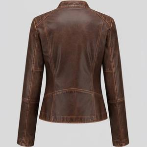 Chaqueta de cuero para mujer, prenda exterior de invierno, diseñada para brindar comodidad, chaqueta de cuero para mujer, moda de invierno, ropa informal moderna. - Product Image 2