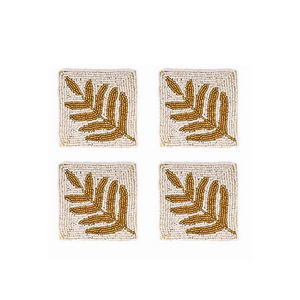 Embroidered Classic Eco-Friendly <b>Beaded</b> Coaster <b>Set</b> 4-Piece Handmade High Quality Placemat Pad Dining Table Decoration - Product Image 1