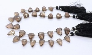 ลูกปัดควอตซ์สโมคกี้ทรงสามเหลี่ยมเจียระไนขนาด 8x11-9x13 มม. ลูกปัดพลอยควอตซ์สโมคกี้ทรงผูกโบว์ขนาด 8 นิ้ว เจียระไนทรงสามเหลี่ยม - Product Image 4