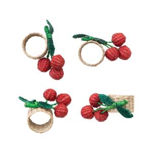 Anillo para servilletas de ratán con forma de cereza roja para una presentación encantadora en mesas de comedor en hogares, cafeterías, restaurantes y eventos especiales, procedente de la India. - Product Image 1