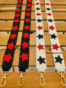 Correa con Diseño de Estrellas con Cuentas, Ecológica, Ligera, Negra, Roja y Blanca, Accesorio de Moda para Bolsos - Product Image 3