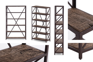 Estante Moderno Nearlo de 5 Niveles, Madera Sólida Ecológica y Duradera, Base de Hierro, Estantería Abierta para Apartamento o Sala de Estar - Product Image 4