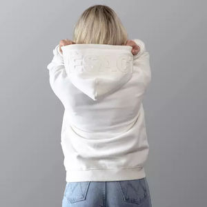 Sudadera con capucha de algodón de gran tamaño, con hombros caídos, personalizada con relieve 3D, de moda, para mujer - Product Image 1