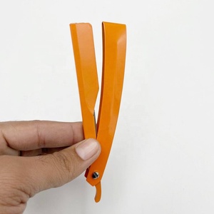 มีดโกนหนวดสำหรับช่างตัดผมสีส้มมีดโกนที่โกนหนวดแบบตรงมีใบมีดสไลด์ทนทาน - Product Image 2