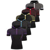 Camiseta de manga corta con capucha para hombre, camiseta de compresión para correr, secado rápido, para gimnasio, correr, camisetas deportivas, camisetas Rashguard, camiseta de entrenamiento ONYX5.0