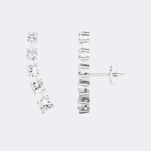 1.10CTW, Rond, à griffes, boucles d'oreilles pendantes linéaires incurvées / boucles d'oreilles linéaires - Product Image 5