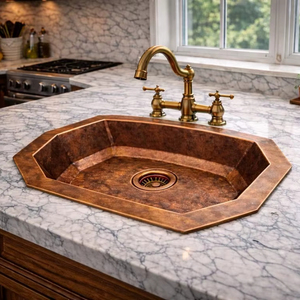 Lavabo de cobre premium: solución de lujo para baño, producto de interior de alta gama, lavabo de cobre artesanal, artículo decorativo. - Product Image 1