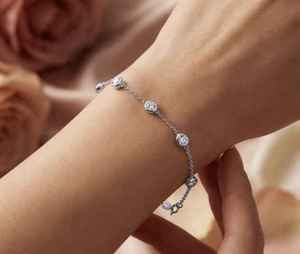 Classic 10K <b>Solid</b> <b>Gold</b> Tennis Diamond Bracelet Round Brilliant Cut Claw Setting Chain Link Unisex Wedding Gift & Party Jewelry - Product Image 3