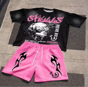 Ensemble court 2 pièces pour homme, style streetwear, avec short et t-shirt, léger et respirant, pour hommes branchés - Product Image 2