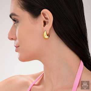 PRAO Boucles d'oreilles élégantes en or avec noix de cajou Pièces de bijouterie fines - Product Image 3