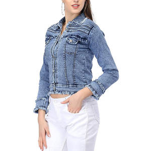 Veste en jean pour femme au design élégant et moderne, 100% coton, séchage rapide, veste en jean pour femme très vendue en hiver - Product Image 6