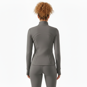 Women's Winter Solid Long Sleeve Jackets Yoga Set Nylon Spandex Activewear Jacket Sublimated Quick Dry Tight Fit Full Length <b>Top</b> - Product Image 4