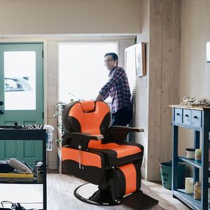 Poltrona da Barbiere in Pelle PVC Orangutan con Braccioli in Legno e Poggiapiedi a Disco in Ferro, Supporta 150kg, Progettata per Comfort e Durabilità - Product Image 4