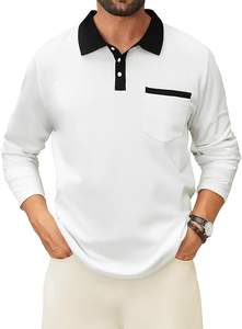 Camisas Polo Casuales de Manga Larga para Hombre, Polos de Algodón, Camiseta Clásica con Cuello de Botones y Bolsillo para Golf - Product Image 6