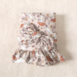 Couverture portable à imprimé floral champignon, style pastoral, bord à volants, tissu doux, design pliable, couverture d'emmaillotage - Product Image 1