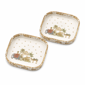 Luxury Engineered Wood Enamel <b>Elephant</b> Serving Tray Set Handmade Square Glossy <b>Decorative</b> Platter for Home Dining Kitchen Gifts - Product Image 1