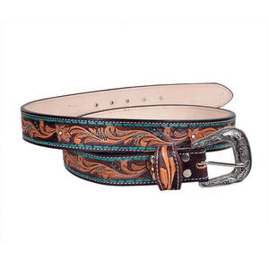 Ceinture unisexe en cuir de vachette pleine fleur épaisse, style western, gravée à la main avec motifs floraux, boucle de cowboy élégante, toutes tailles - Product Image 6