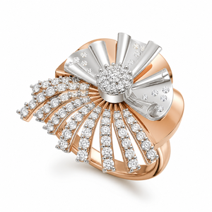 Anillo de cóctel floral con diamante cultivado en laboratorio, corte redondo, centro en racimo, oro rosa, anillo llamativo de dos tonos, joyería personalizada OEM ODM - Product Image 1