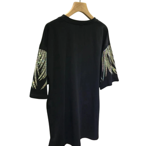 T-shirt court délavé à l'acide de qualité supérieure pour homme, imprimé DTG avec strass et diamants, en coton vieilli, coupe oversize, mode décontractée d'été - Product Image 4