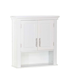 Armoire de cuisine murale moderne à deux portes en bois massif blanc Solution de rangement pour salle de bain - Product Image 1