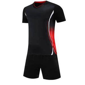 Ensemble de maillot de football personnalisé pour homme, noir, sublimé, manches courtes, col en V, évacuation de l'humidité, ajusté, 100% polyester, taille adulte - Product Image 3