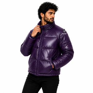 Veste unisexe Hiver Violette à col montant et fermeture éclair, manches longues, couleur unie, logo sur la manche gauche, style Régalia Maçonnique Héritage - Product Image 3