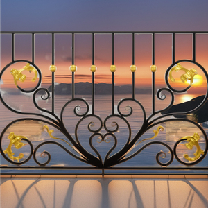 Rampe de balcon en fer forgé de qualité supérieure avec finition thermolaquée, rampe décorative en fer sur mesure pour un design de balcon extérieur moderne - Product Image 6