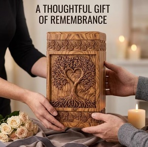 Tree of Life Custom Handmade Urn - Wooden Urns for Human Ashes - Cremation Urns for Adult Ashes – <b>Memorial</b> urn <b>box</b> for ashes-kee - Product Image 2