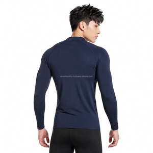 Men Performance Fit <b>Base</b> <b>Layer</b> Shirt Full Sleeve Quick Dry Breathable Compression Eco-Friendly Sports Top Dark <b>Blue</b> - Product Image 2